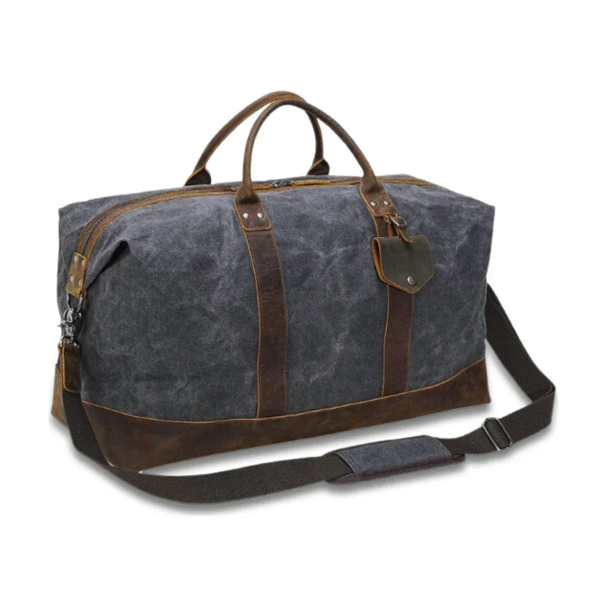 Men’s Waxed Canvas Duffle Bag with Leather Base for Weekend Travel