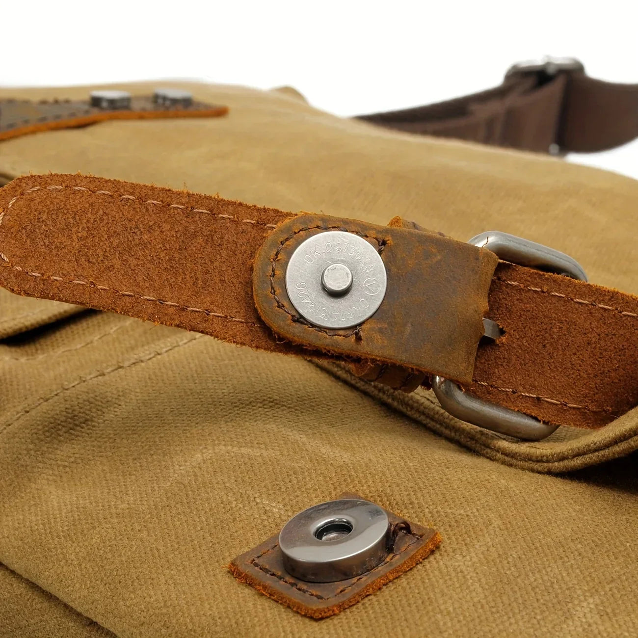 Men’s Waxed Canvas Messenger Bag - Leather Trim Buckle Flap Bag