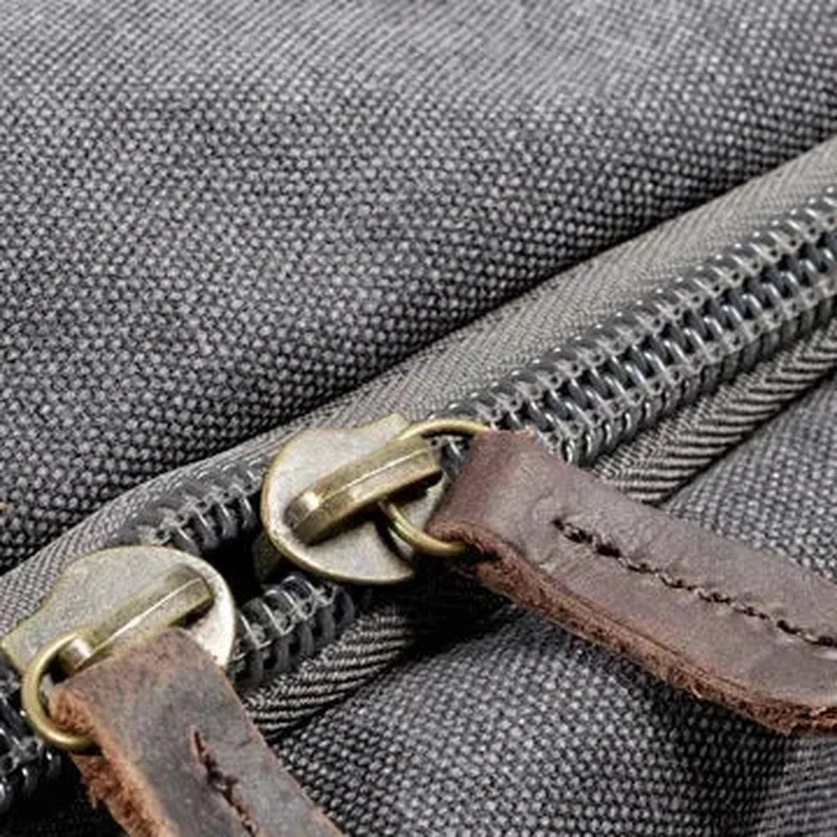 Men’s Waxed Canvas Weekender - Duffle Bag with Leather Pockets