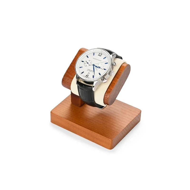 Men’s Wood Watch Stand - Microfiber-Lined Base - Beige