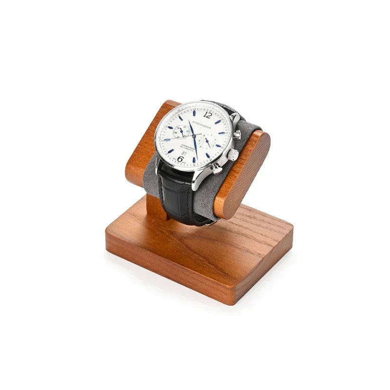 Men’s Wood Watch Stand - Microfiber-Lined Base - Gray