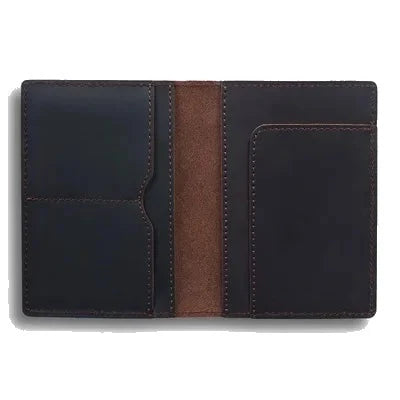 Bifold Leather Passport Cover with Boarding Pass Pocket - Dark Coffee