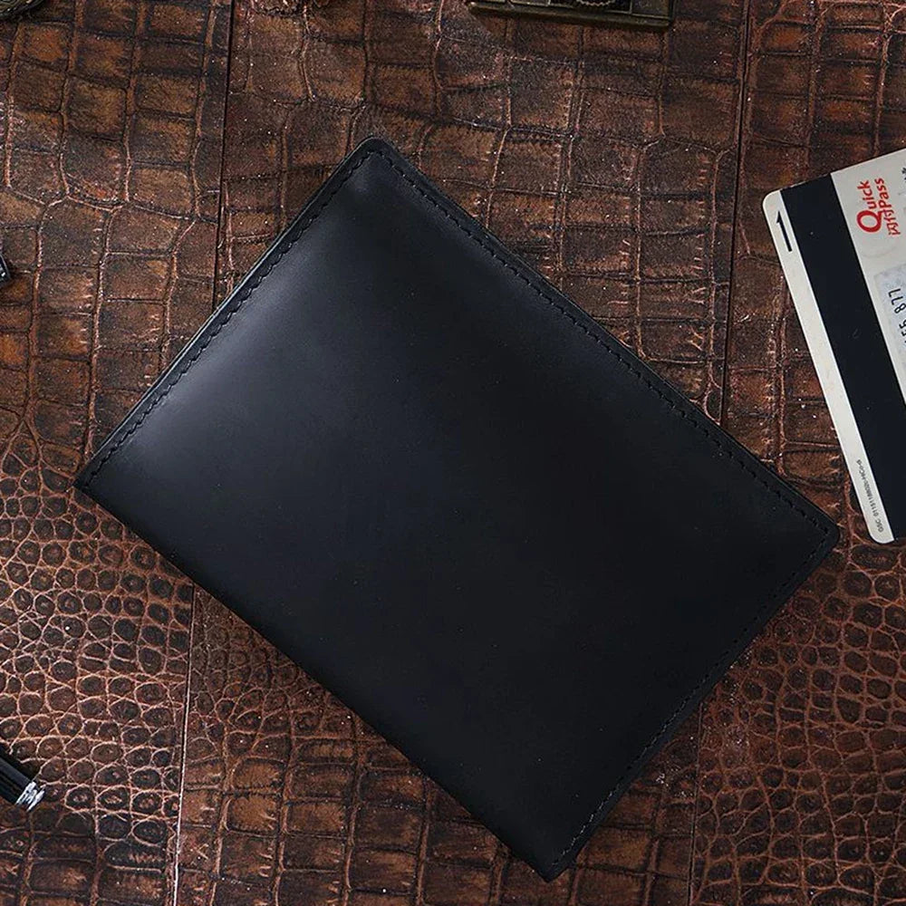 Bifold Leather Passport Cover with Boarding Pass Pocket