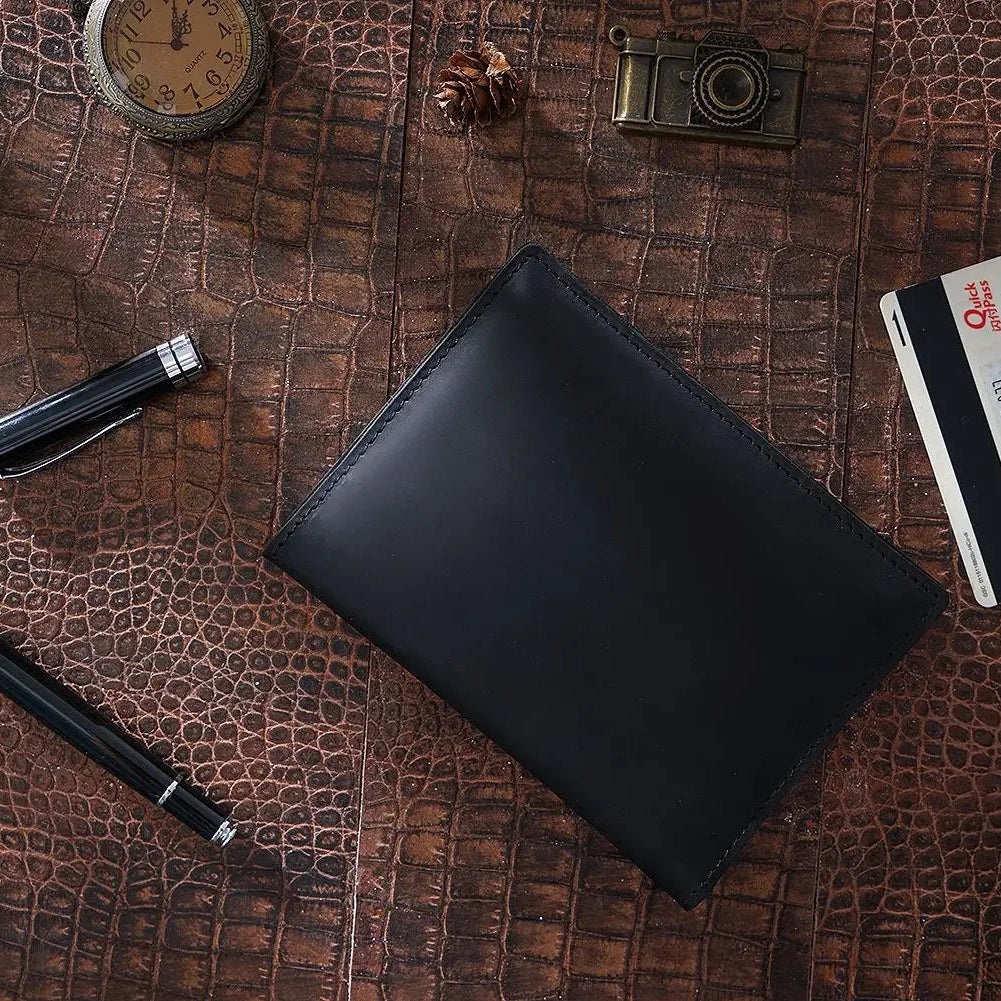 Bifold Leather Passport Cover with Boarding Pass Pocket