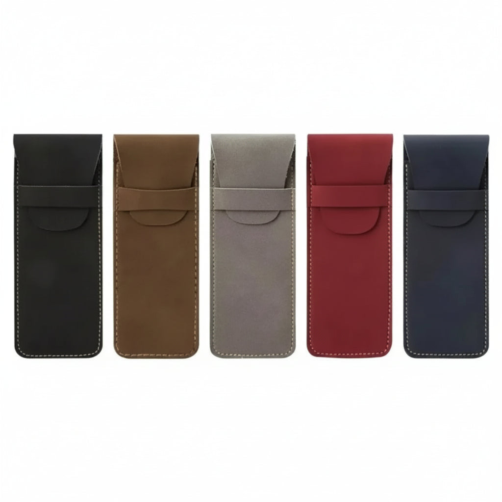 Men’s Leather Pen Case - Front Pocket Flap Pouch