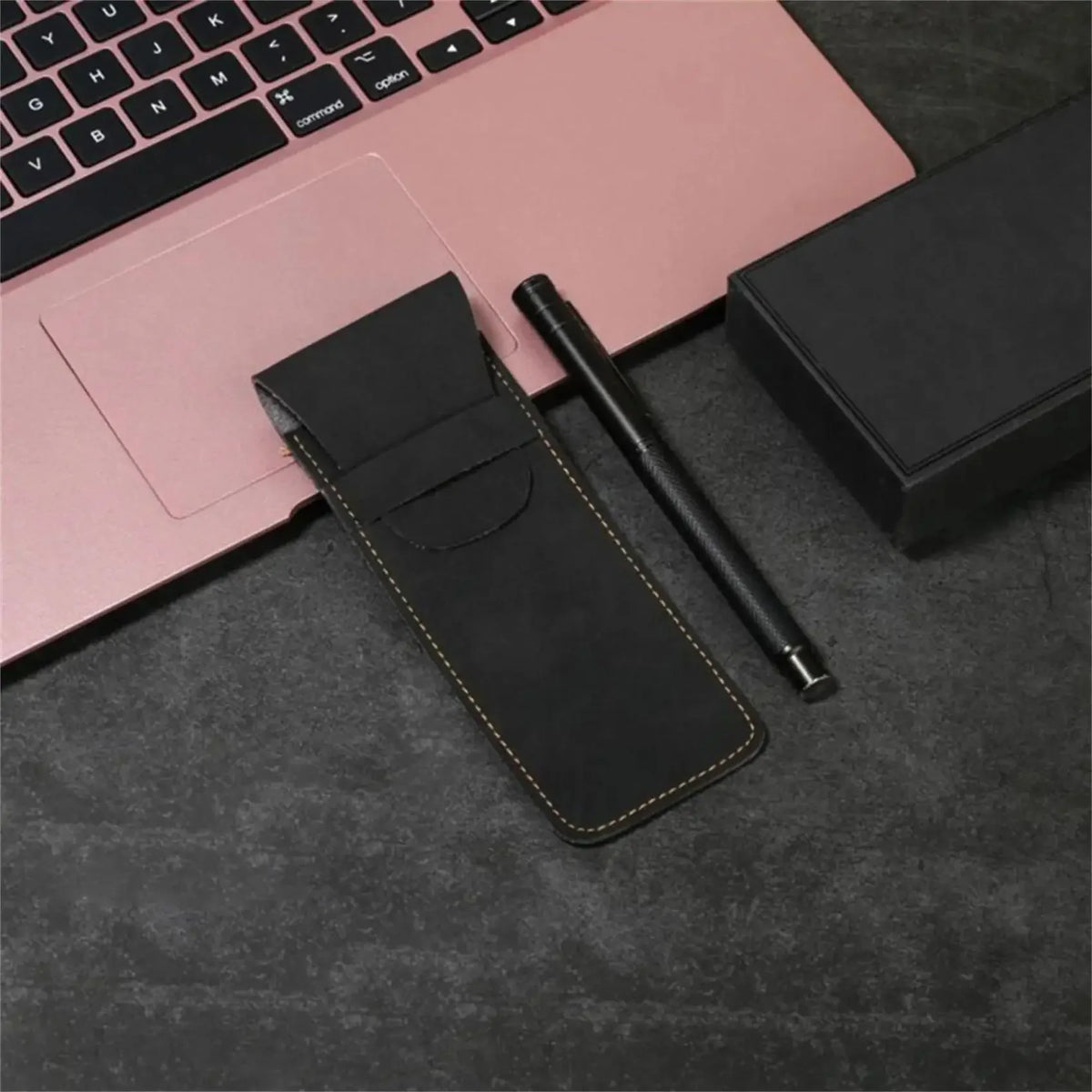 Men’s Leather Pen Case - Front Pocket Flap Pouch