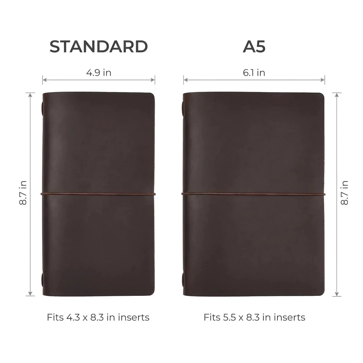 Refillable Leather Journal Cover - Crazy Horse Notebook Holder