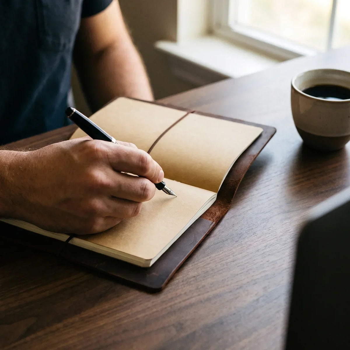 Refillable Leather Journal Cover - Crazy Horse Notebook Holder