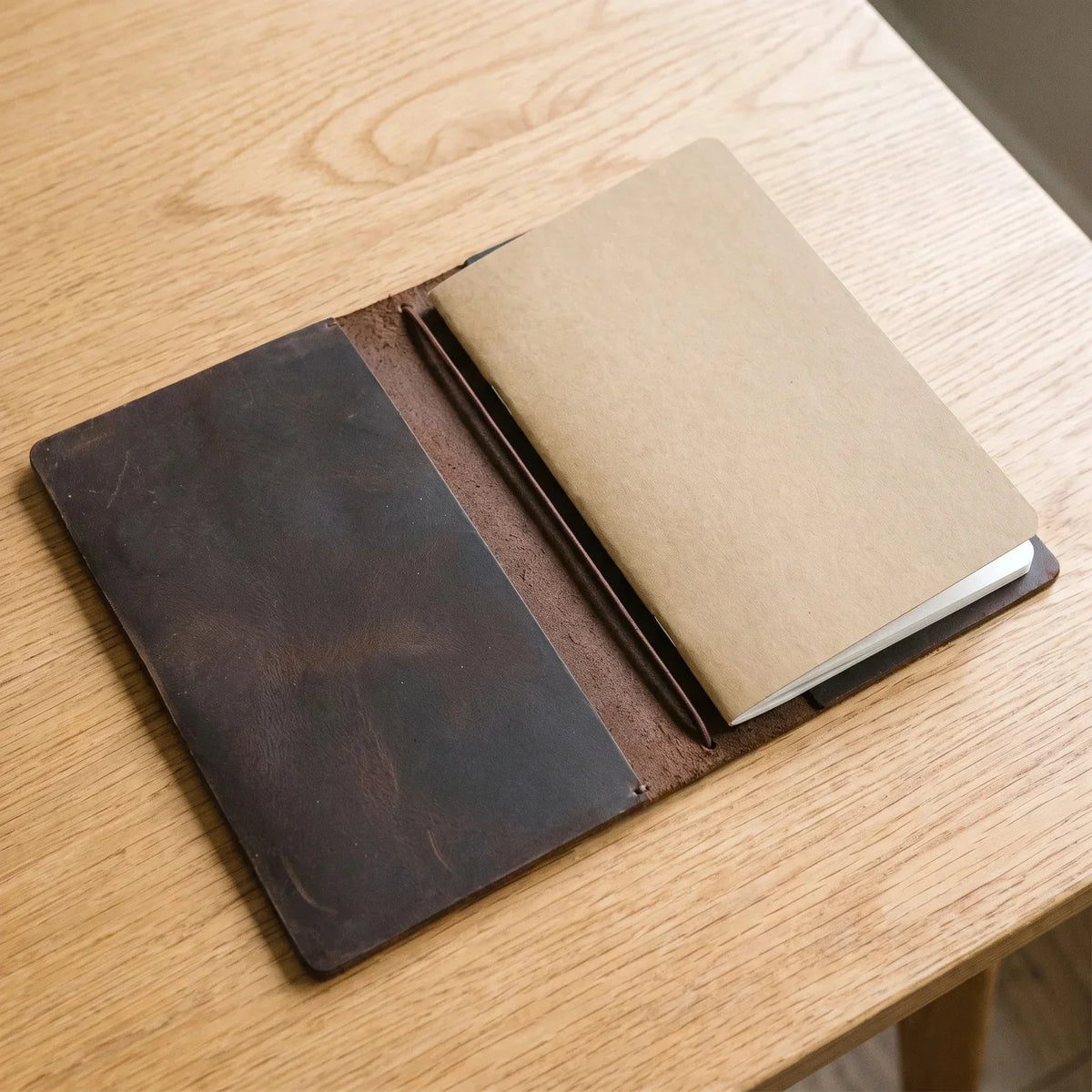 Refillable Leather Journal Cover - Crazy Horse Notebook Holder