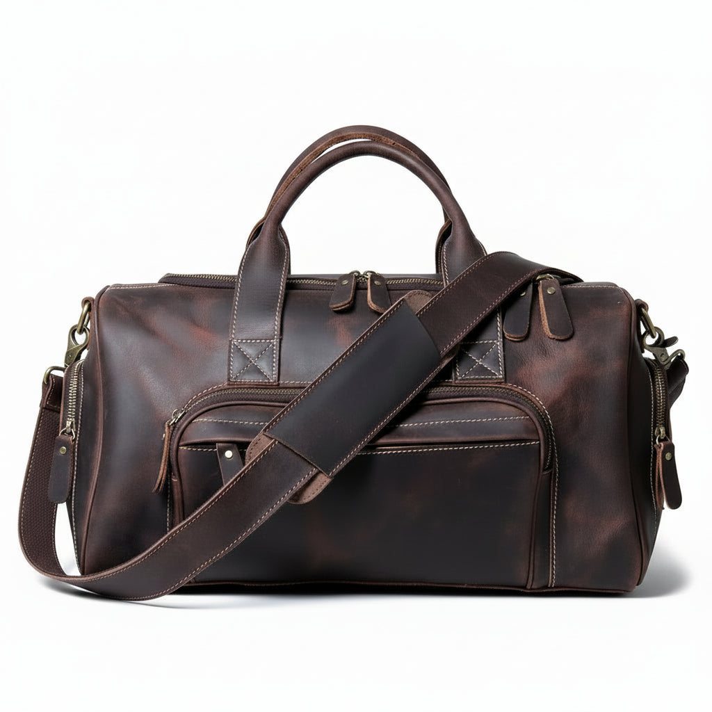 Men’s Leather Duffle Bag - Carry-On Weekender