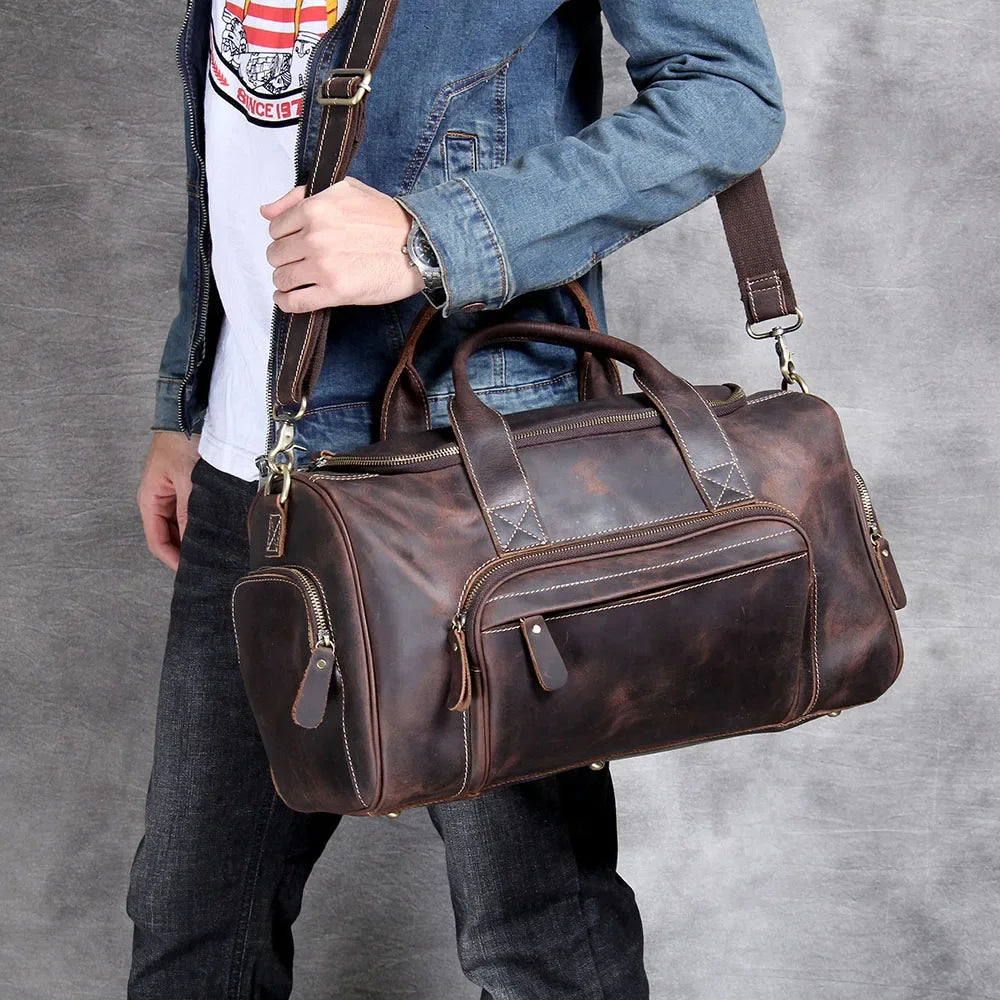 Men’s Leather Duffle Bag - Carry-On Weekender