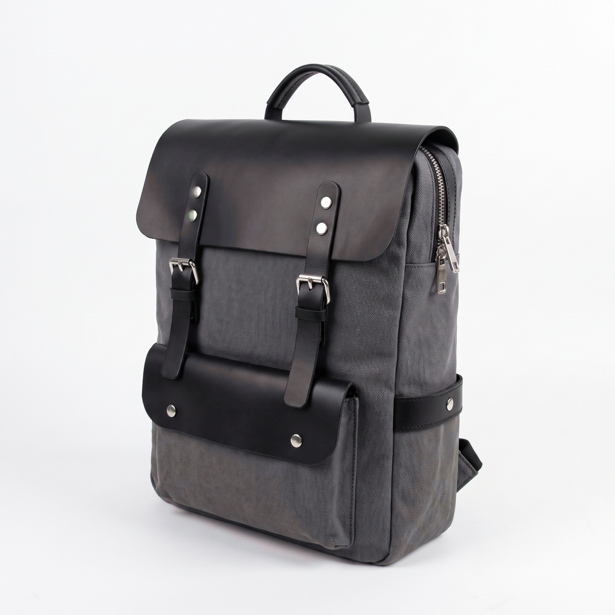 Men’s Waxed Canvas Backpack - Leather Trim 6-Color Laptop Pack