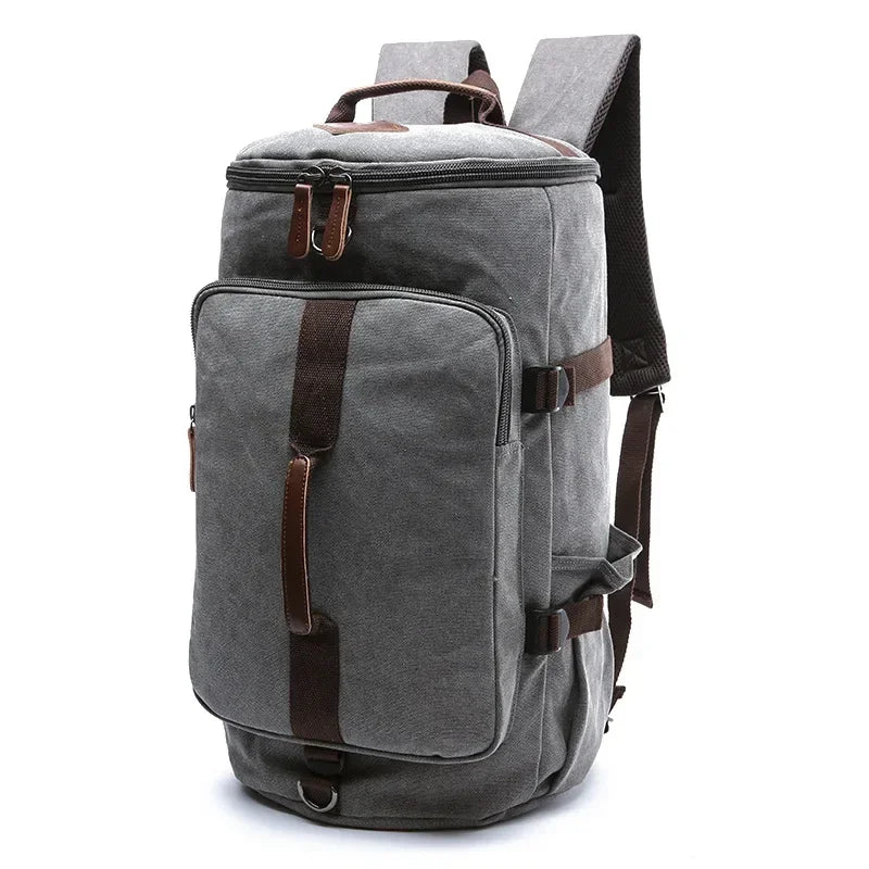 Men’s Canvas Backpack - Convertible 2-Way Carry Bag - Gray / M 10.2’’ x 9.4’’ x 15.7’’