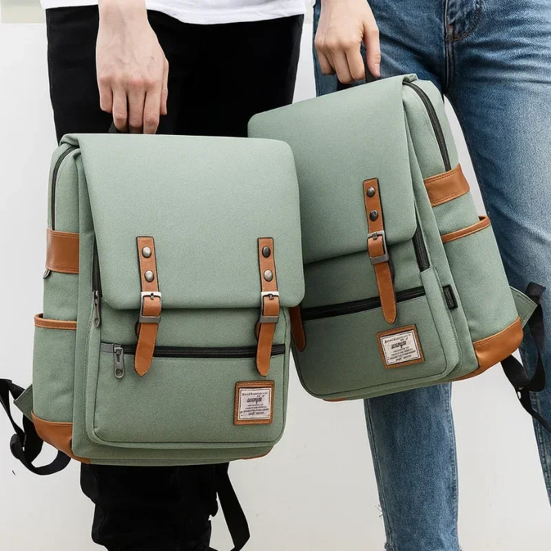 Slim Canvas Commuter Daypack - 17L Two-Buckle Flap Backpack