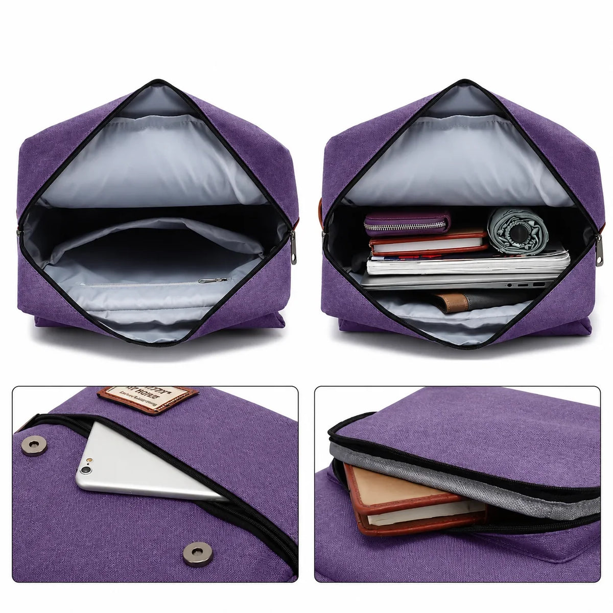 Slim Canvas Commuter Daypack - 17L Two-Buckle Flap Backpack