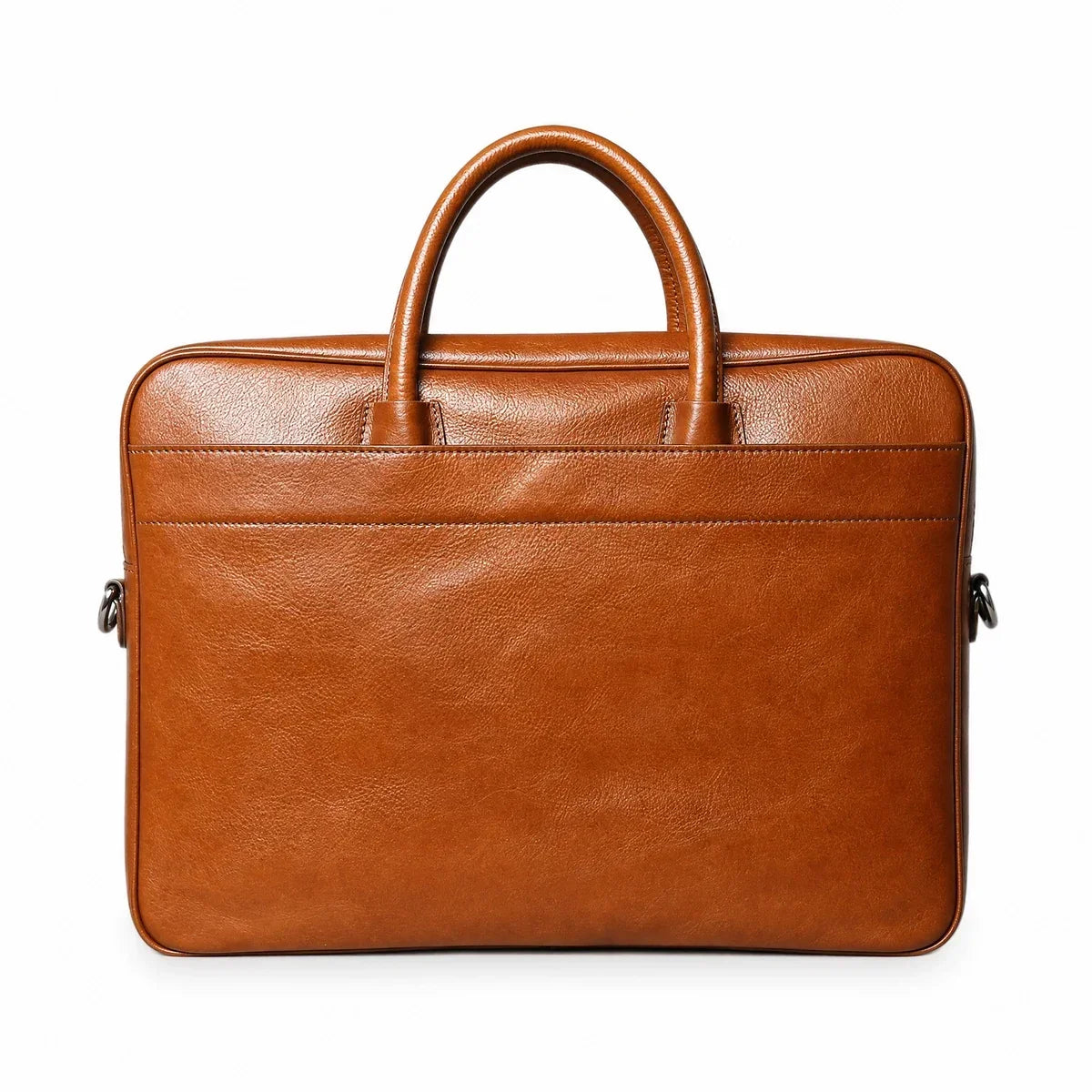 Genuine Leather Flap Briefcase with Push Lock 15 Inch