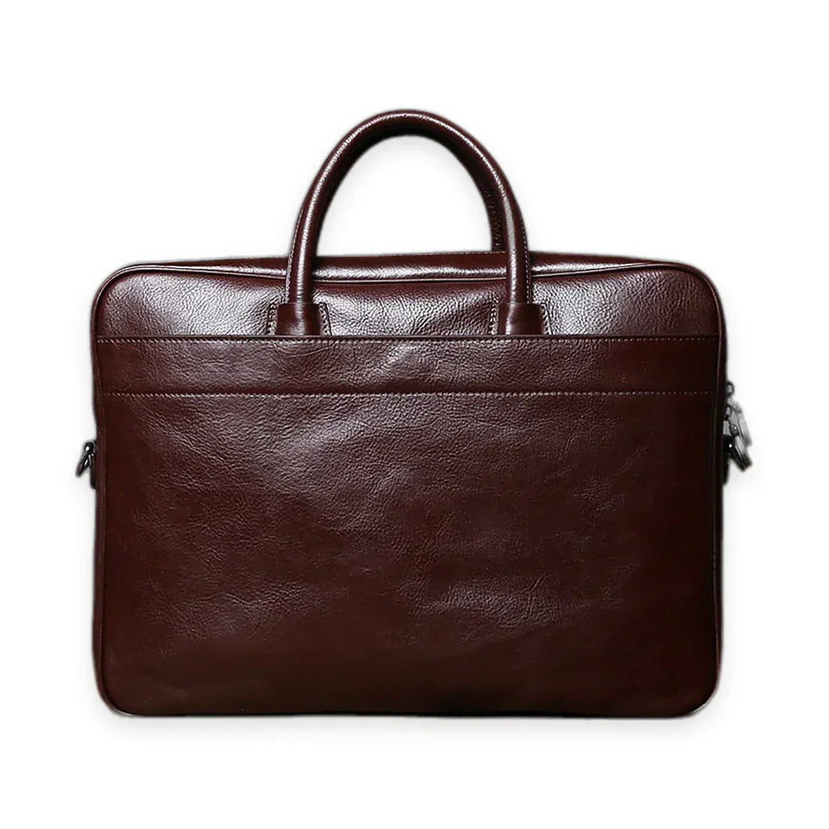 Genuine Leather Flap Briefcase with Push Lock 15 Inch