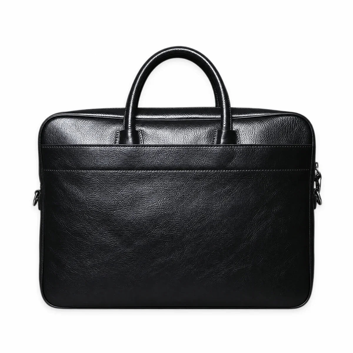 Genuine Leather Flap Briefcase with Push Lock 15 Inch