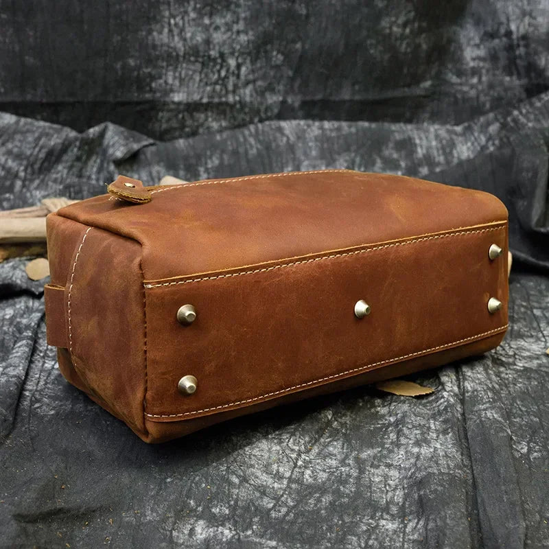 Men’s Leather Toiletry Bag - Full-Grain Dopp Kit for Travel