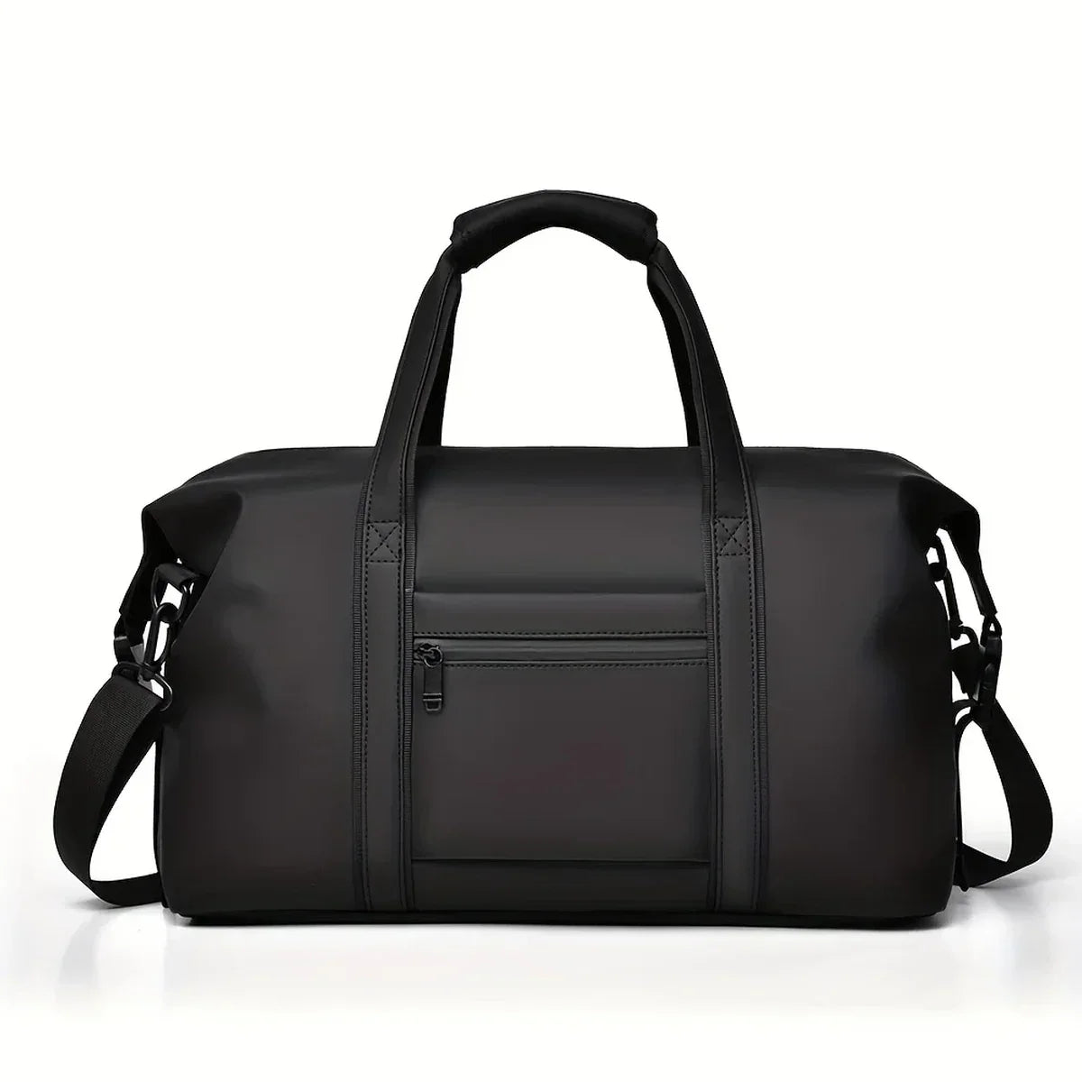 Vegan Leather Duffle Bag - Matte Water-Resistant Weekender with Laptop Pocket