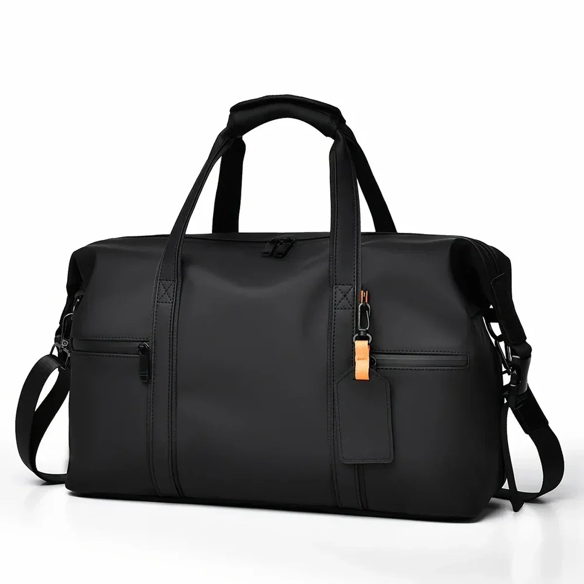 Vegan Leather Duffle Bag - Matte Water-Resistant Weekender with Laptop Pocket