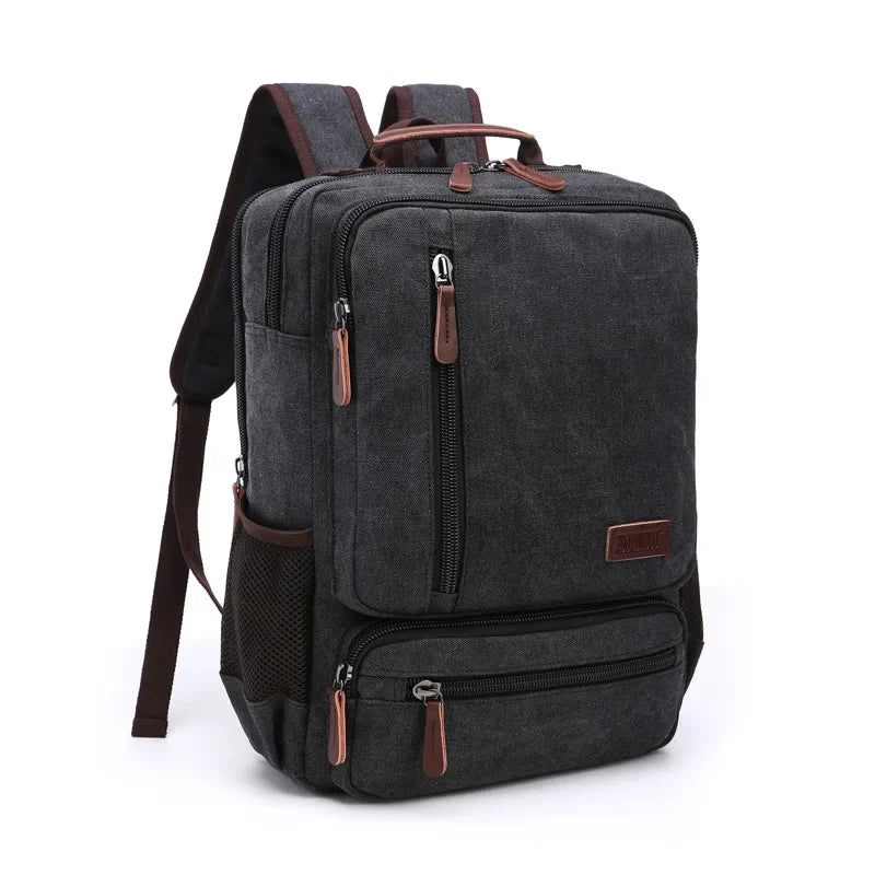 Men’s Canvas Backpack - Front Organizer Pocket Rucksack