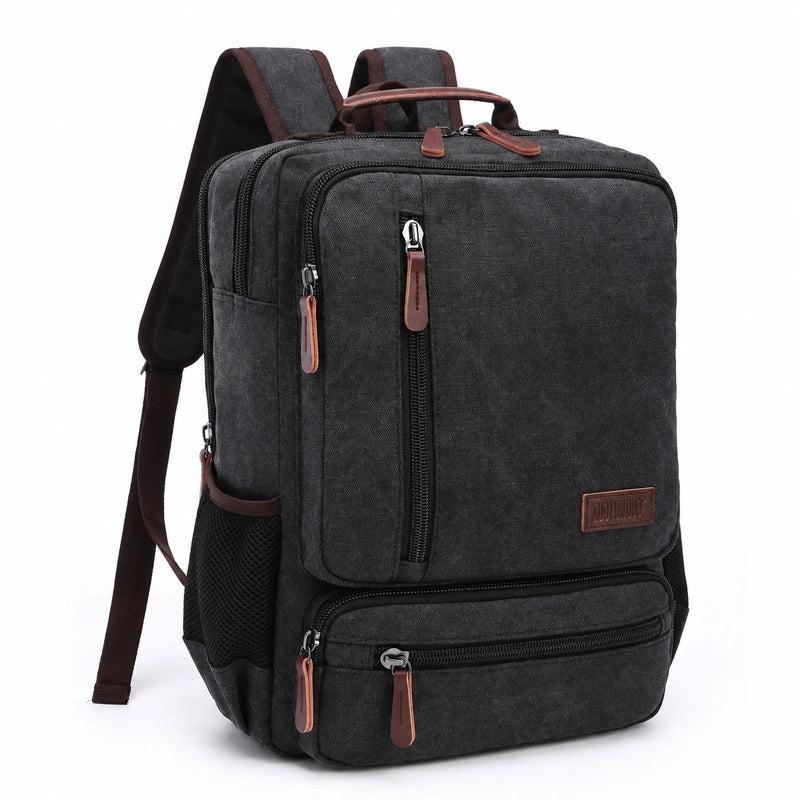 Men’s Canvas Backpack - Front Organizer Pocket Rucksack