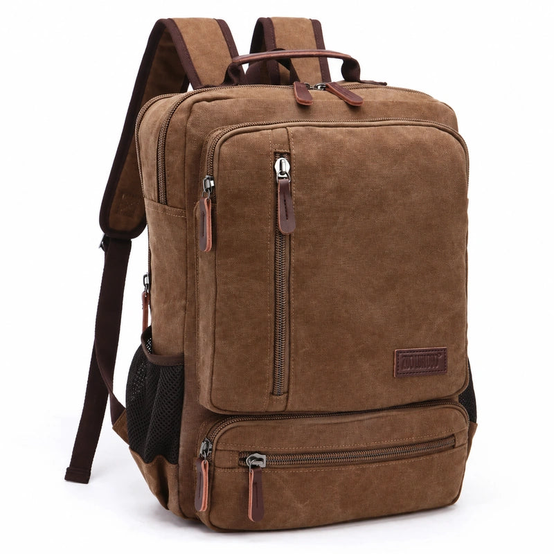 Men’s Canvas Backpack - Front Organizer Pocket Rucksack