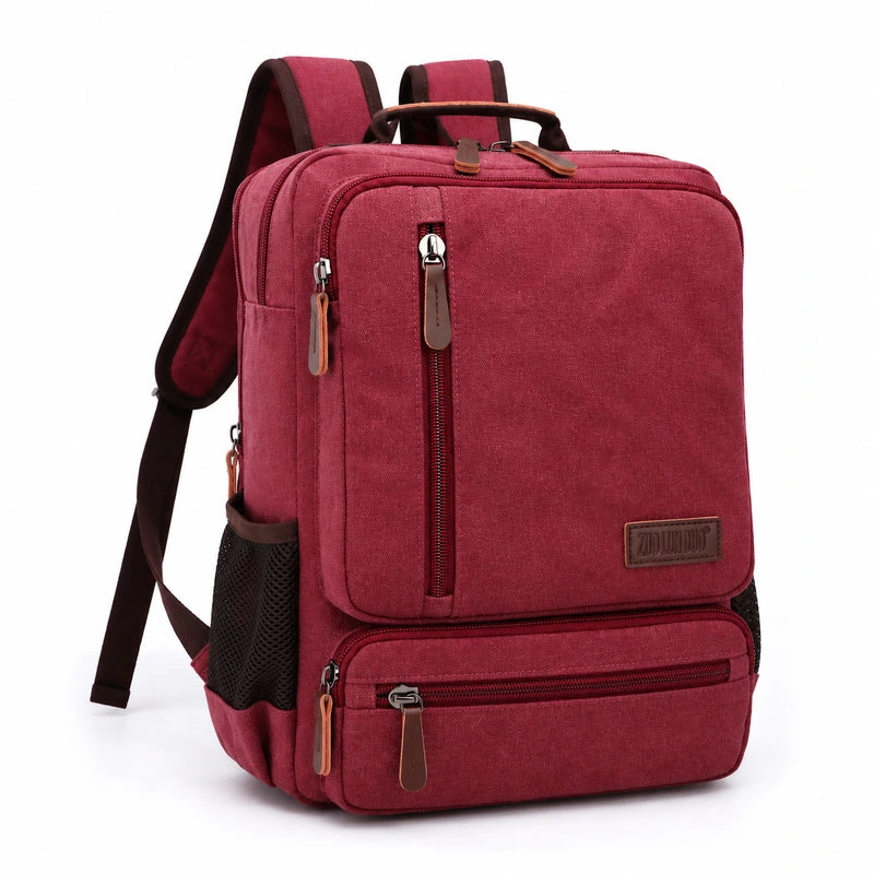 Men’s Canvas Backpack - Front Organizer Pocket Rucksack