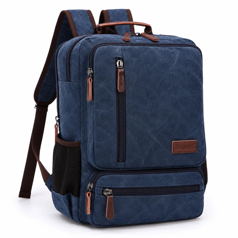 Men’s Canvas Backpack - Front Organizer Pocket Rucksack