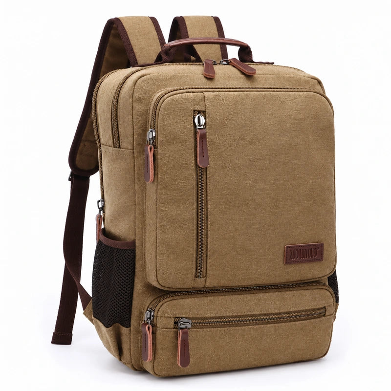 Men’s Canvas Backpack - Front Organizer Pocket Rucksack
