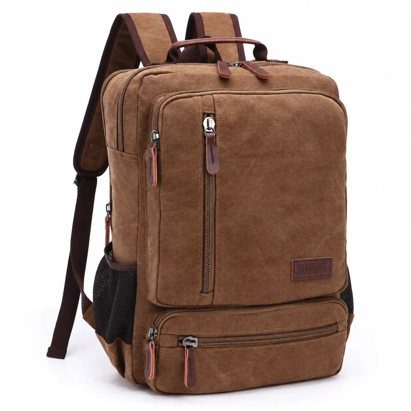 Men’s Canvas Backpack - Front Organizer Pocket Rucksack