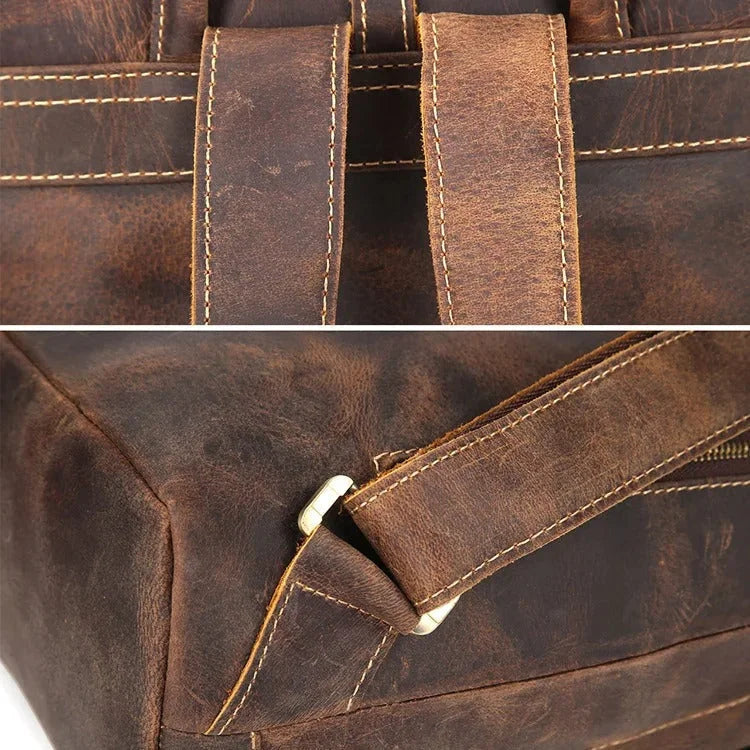 Vintage Full‑Grain Leather Backpack – Work & Everyday Carry