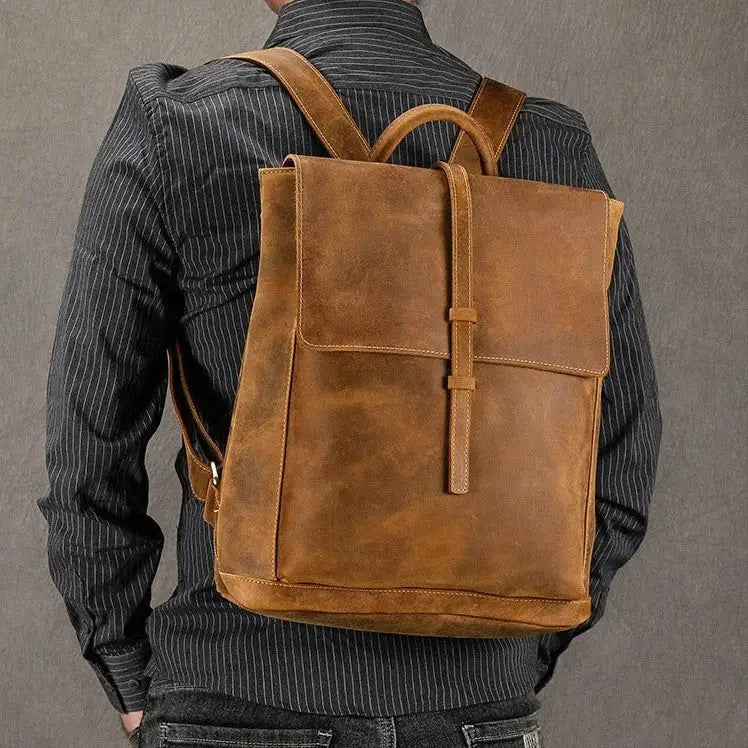 Vintage Full‑Grain Leather Backpack – Work & Everyday Carry