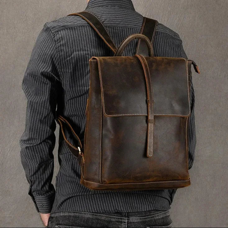 Vintage Full‑Grain Leather Backpack – Work & Everyday Carry