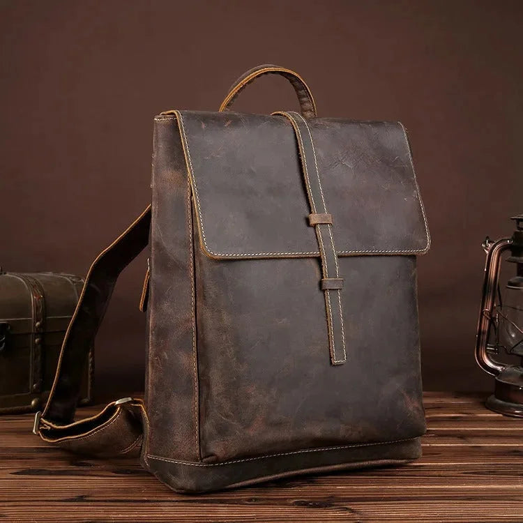Vintage Full‑Grain Leather Backpack – Work & Everyday Carry