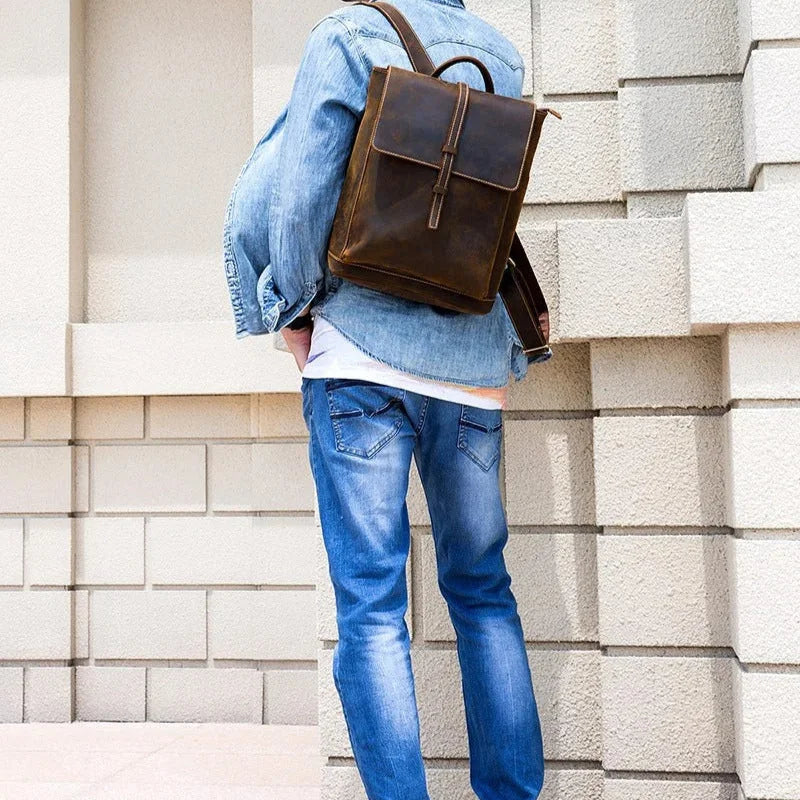 Vintage Full‑Grain Leather Backpack – Work & Everyday Carry
