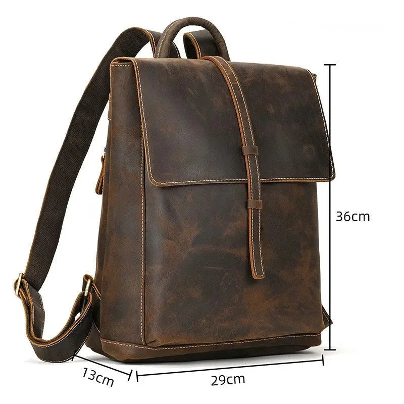Vintage Full‑Grain Leather Backpack – Work & Everyday Carry