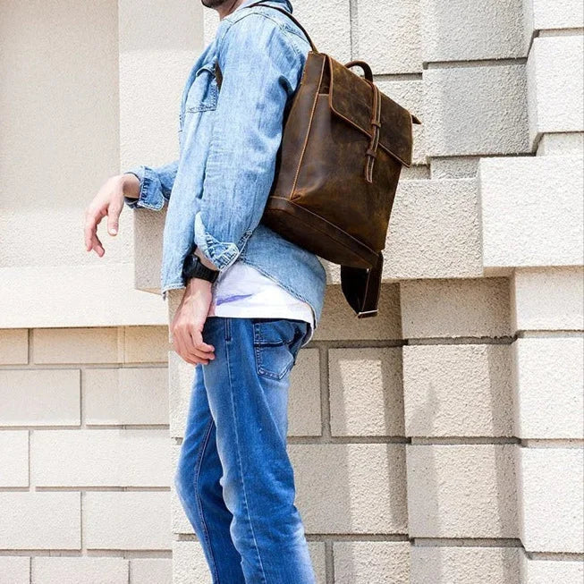 Vintage Full‑Grain Leather Backpack – Work & Everyday Carry