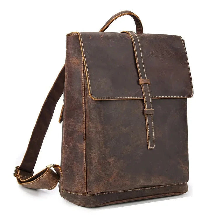Vintage Full‑Grain Leather Backpack – Work & Everyday Carry