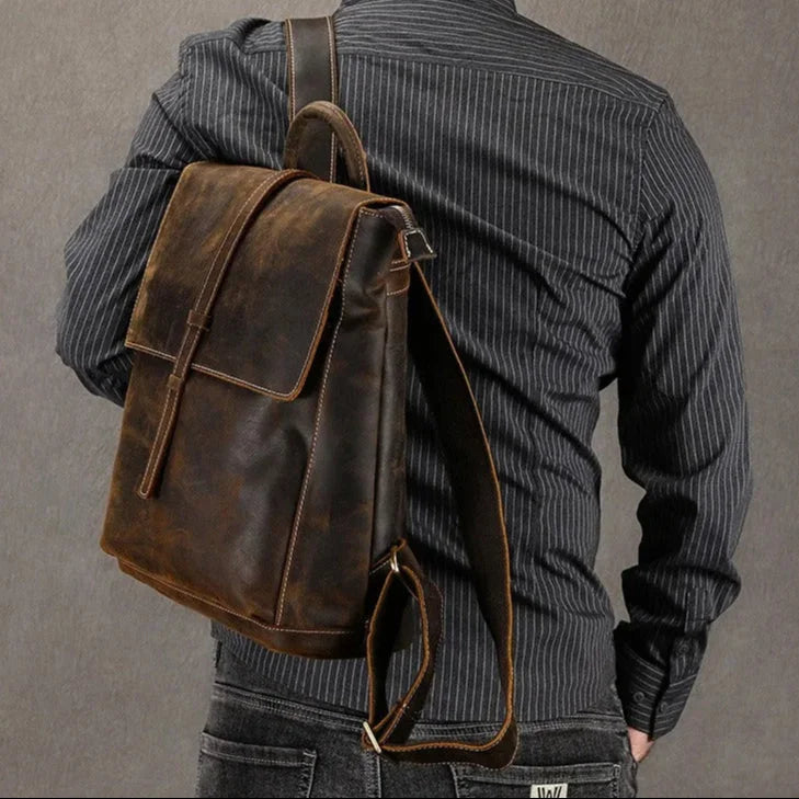 Vintage Full‑Grain Leather Backpack – Work & Everyday Carry