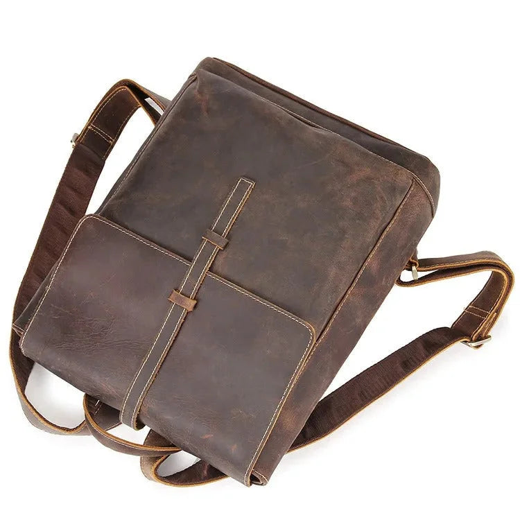 Vintage Full‑Grain Leather Backpack – Work & Everyday Carry