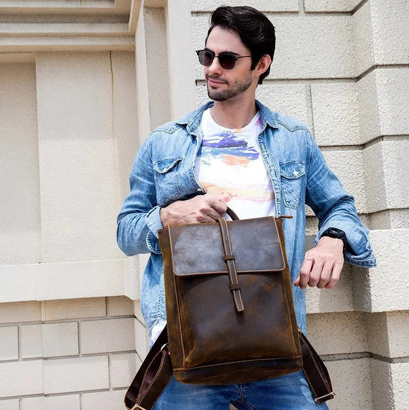 Vintage Full‑Grain Leather Backpack – Work & Everyday Carry