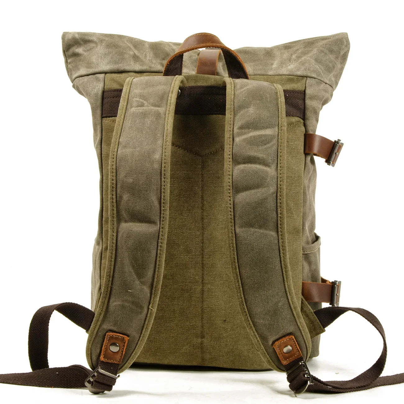 Men’s Waxed Canvas Backpack - 3-Color Roll-Top Rucksack