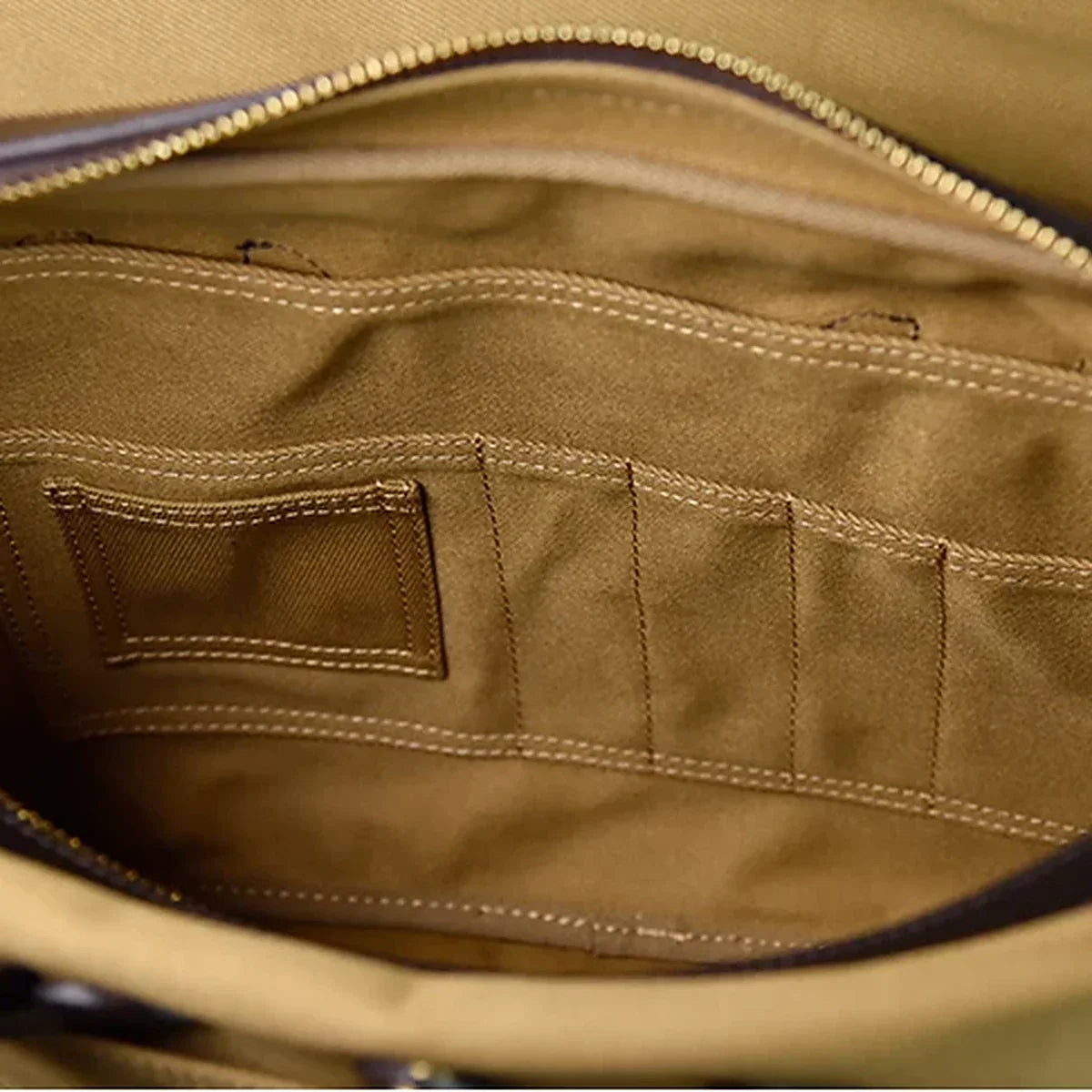 Waxed Canvas Flap Briefcase with Leather Handles