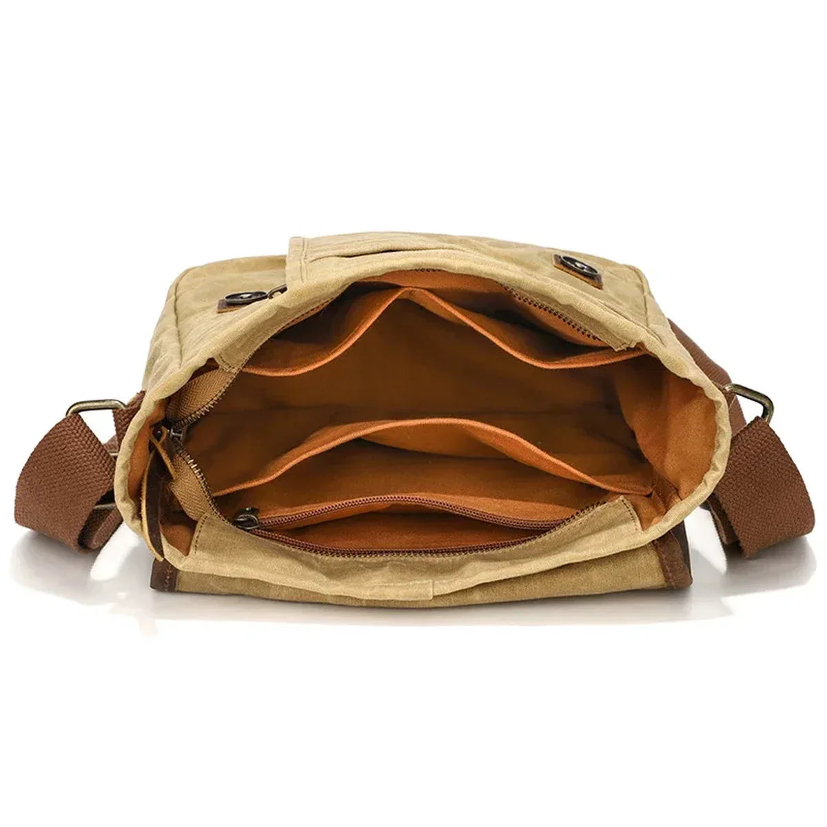 Waxed Canvas Vertical Messenger Bag for Men