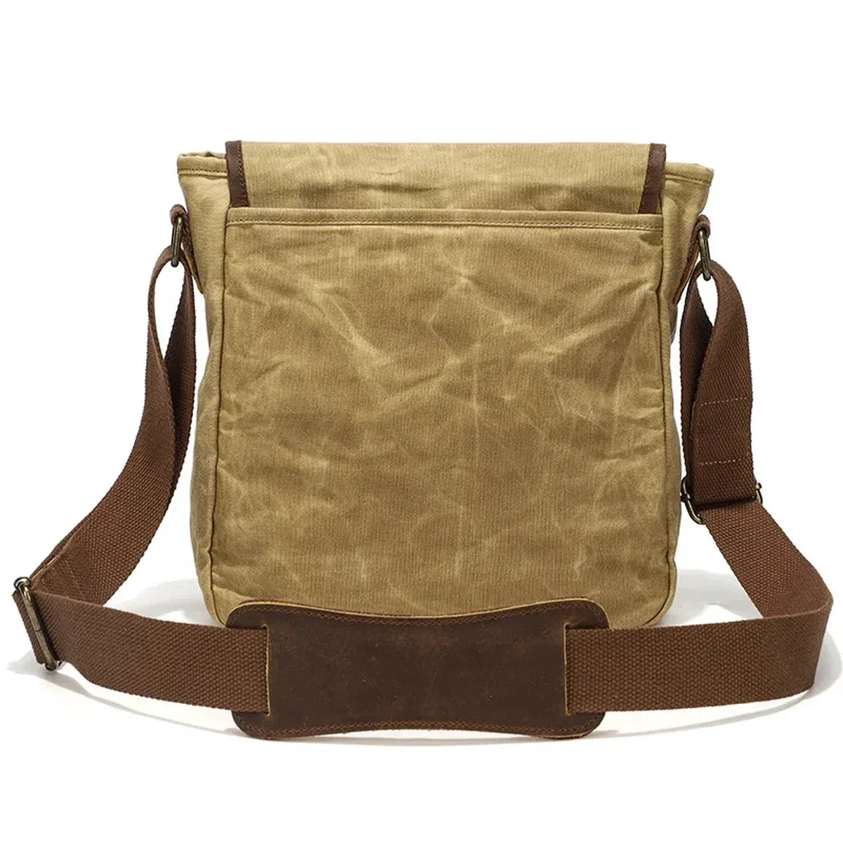 Waxed Canvas Vertical Messenger Bag for Men