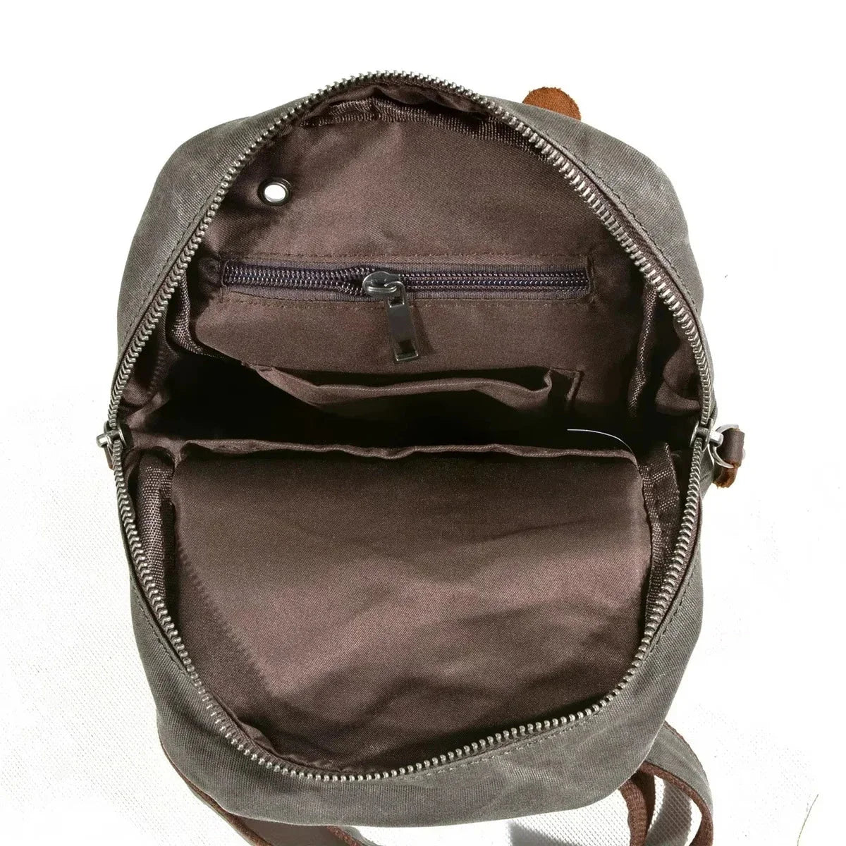 Waxed Canvas Sling Bag - Crossbody Chest Pack with Diagonal Zip