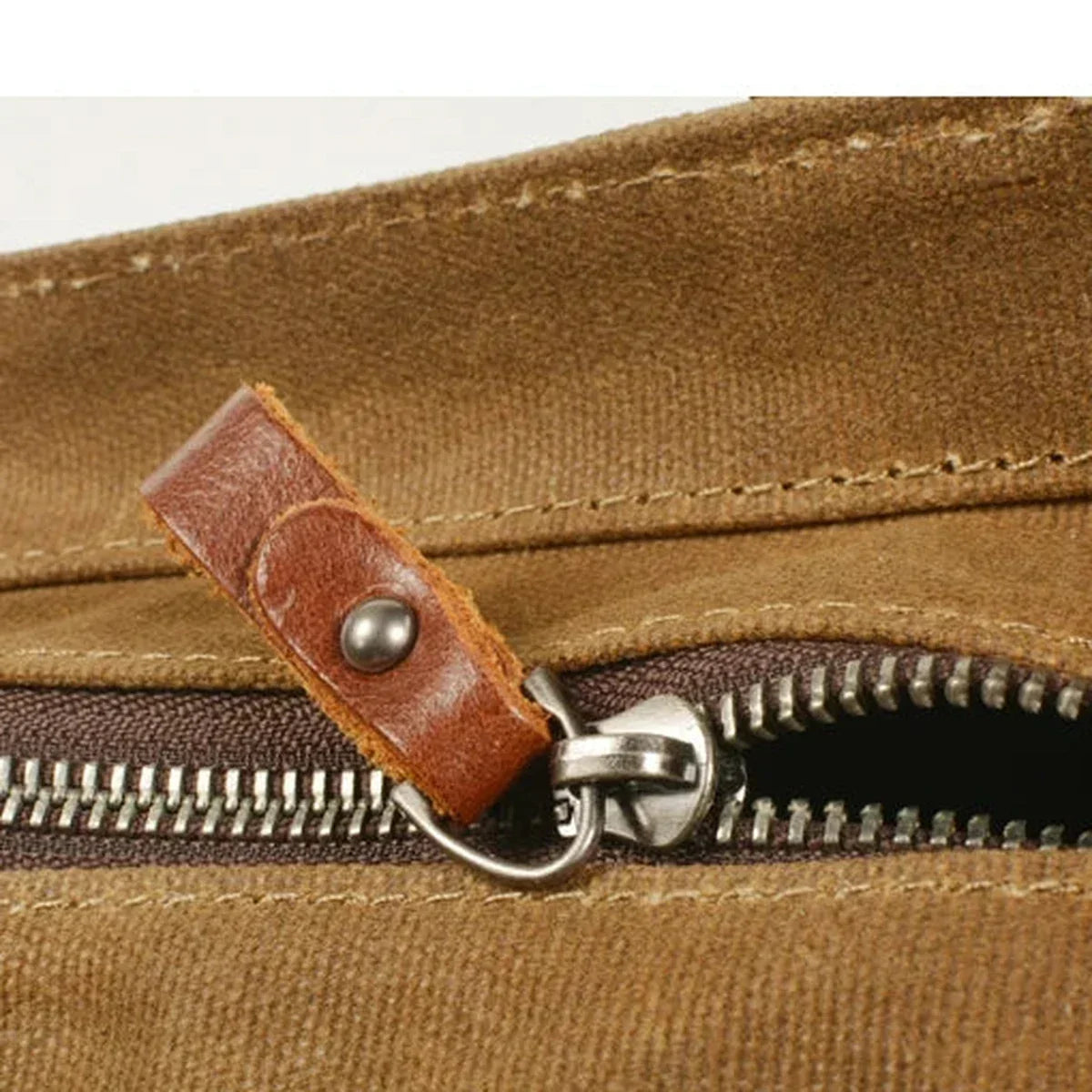 Waxed Canvas Tote Bag for Men - Zip Top Removable Strap