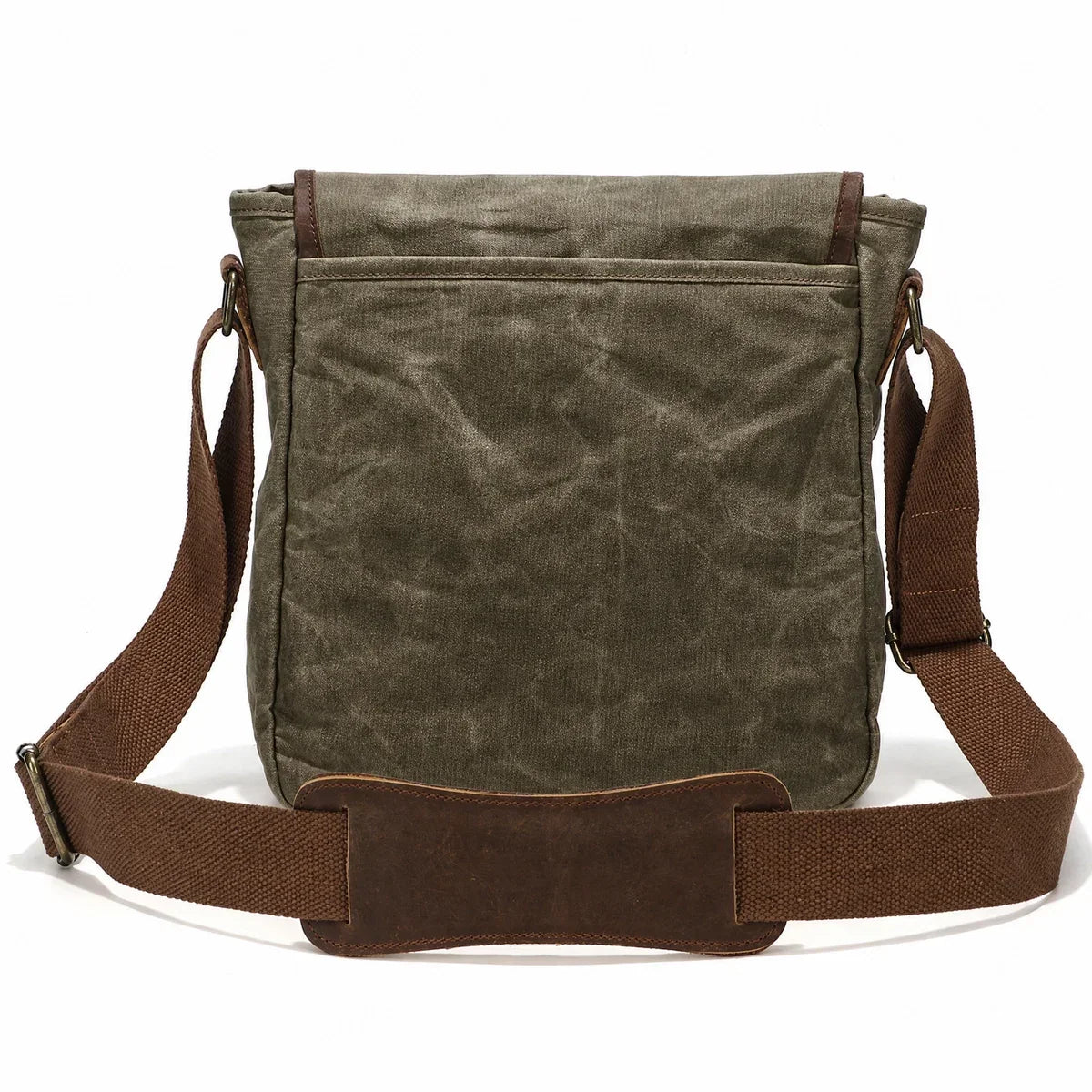 Waxed Canvas Vertical Messenger Bag for Men